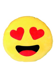 Buy Smiley Face Stuffed Pillow Polyester Yellow/Red/Brown 32centimeter in UAE