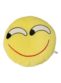 Buy Smiley Emoticon Cushion Cotton Yellow/White in Saudi Arabia