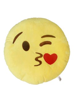 Buy Smiley Emoticon Cushion cotton Yellow/Brown/Red in Saudi Arabia