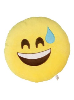 Buy Smiley Emoticon Cushion cotton Yellow/Brown/Blue in Saudi Arabia