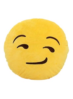 Buy Smiley Emoticon Cushion polyester Yellow/Brown in Saudi Arabia