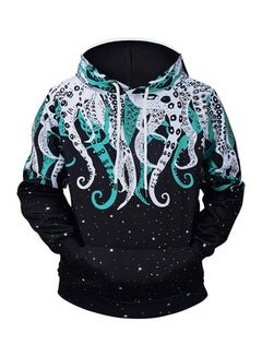Plus Size Galaxy Octopus Print Hoodie With Pocket In PURPLE