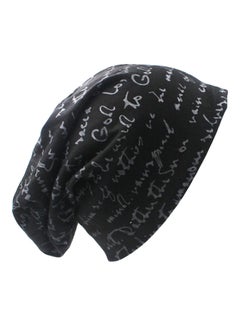 Buy Printed Slouch Beanie Black/Grey in Saudi Arabia