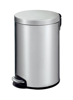 Buy Serene Stainless Steel Waste Bin With Lid Silver 12Liters in Saudi Arabia