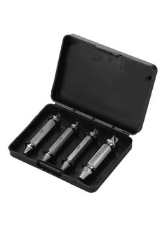 Buy 4-Piece Screw Extractor Drill Bits Guide Set Silver 5cm in UAE