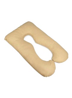 Buy U-Shaped Maternity Pillow cotton Beige 120x80cm in UAE