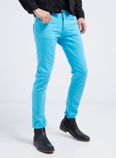 Buy Slim Fit Tapered Trousers 246 Blue in UAE