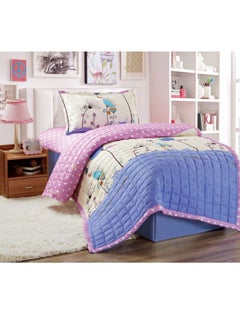 Buy 3-Piece Secret Garden Print Comforter Set Microfiber Pink/Beige/Blue Single in Saudi Arabia