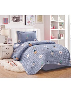 Buy 3-Piece Fruit Print Comforter Set Microfiber Grey Single in Saudi Arabia