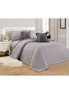 Buy 6-Piece Comforter Set microfiber Grey/Black King in Saudi Arabia