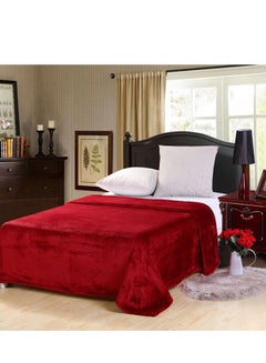 Buy 1 Piece Soft Carved Bed BlanketKing Size Flannel Red 220x200cm in Saudi Arabia