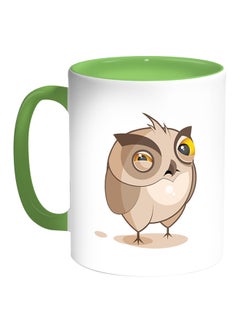 اشتري Owl Printed Coffee Mug White/Green 11 ounce في مصر