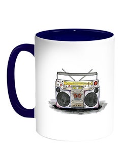 Buy Old Tape Recorder Printed Coffee Mug White/Blue in Egypt