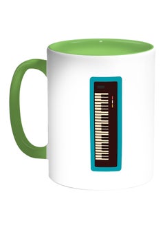 Buy Musical Instrument Piano Printed Coffee Mug White/Green in Saudi Arabia