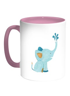 اشتري Elephant Printed Coffee Mug White/Pink 11 ounce في السعودية
