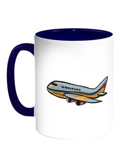 Buy Plane Printed Coffee Mug White/Blue in UAE