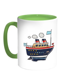 اشتري كوب قهوة مطبوع عليه سفينة ركاب بخارية أبيض/أخضر 11أوقية في مصر