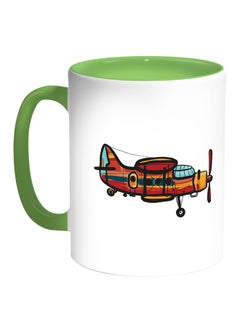 اشتري قدح قهوة مطبوع عليه صورة طائرة حربية أبيض/أخضر 11أوقية في السعودية