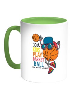 Buy Basketball Printed Coffee Mug White/Green in Saudi Arabia