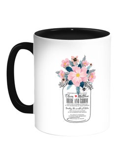 Buy Flower Vase Printed Coffee Mug White/Black in Egypt