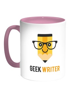 Buy Geek Writer Printed Coffee Mug White/Pink in Egypt