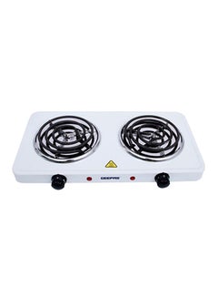 Buy Double Electric Hot Plate with Double Solid Hotplates of 140+140 mm, Equipped with Adjustable Thermostat/ Ideal for Boiling/Frying and Other Cooking Tasks 2000 W GHP7576N White/Black in Saudi Arabia