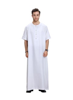 Buy Short Sleeve Round Neck Jalabiya White in Saudi Arabia