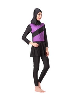 Buy 2 Pieces Connected Hijab Arab Swimwear Burkinis Purple/Black in Saudi Arabia