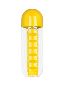 Buy Water Bottle With Pill Organizer Yellow/Clear 680ml in UAE