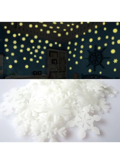 Buy 50-Piece Glow In The Dark Snow Flakes Wall Sticker White 3centimeter in Saudi Arabia