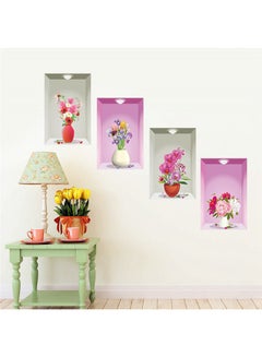 Buy 3D Simulation Flower Vase Wall Sticker Multicolour 60x90cm in Saudi Arabia