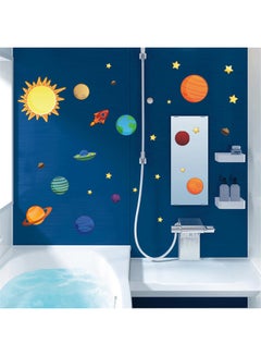 Buy Galaxy Planet Space Wall Sticker Multicolour 90x30centimeter in UAE