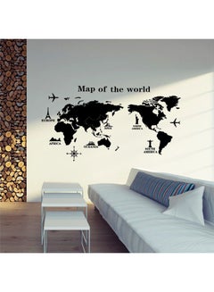 Buy World Map Wall Sticker Black 90x60centimeter in Saudi Arabia