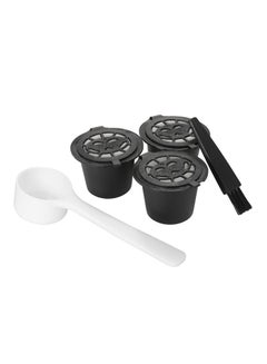 Buy 3-Piece Coffee Capsule Filter With Spoon And Brush Black in Saudi Arabia