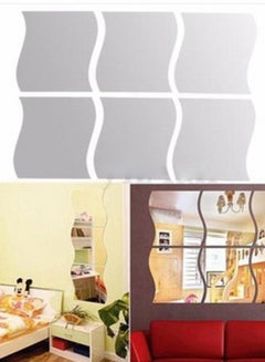 Buy 6-Piece Combination Mirror Stereo Wall Sticker Silver 12 x 10centimeter in Saudi Arabia