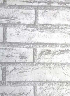Buy Self-Adhesive Brick Decorative Wall Sticker White/Grey 100 x 45cm in Saudi Arabia