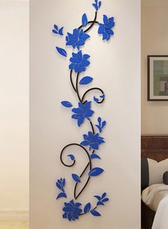 Buy 3D Acrylic Rose Flower Porch Corridor Wall Sticker Blue/Black 25.4x80cm in UAE