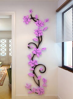 Buy 3D Acrylic Rose Flower Porch Corridor Wall Sticker Purple/Black 25.4x80cm in UAE