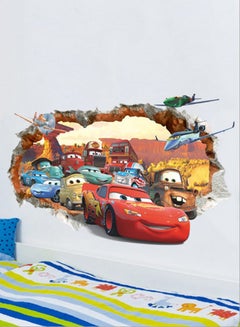 Buy 3D Flat Car Decorative Wall Sticker Multicolour 70 x 50centimeter in UAE