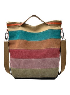 Buy Casual Canvas Splice Stripe Shoulder Bag Multicolor in UAE