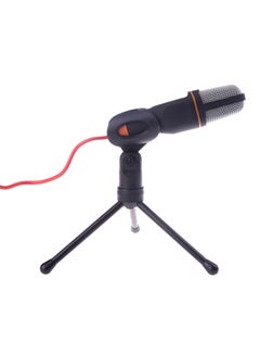 Buy Wired Condenser Microphone With Holder Clip sf-666 Black/Silver in UAE