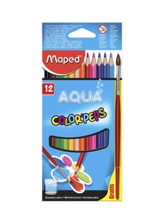 اشتري أقلام ألوان مائية من أكوا 12 قطعة متعدد الألوان في الامارات