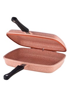 Buy Granite Double Side Grilling Frying Pan Pink 34centimeter in UAE