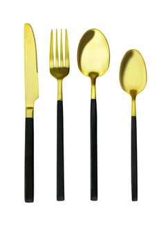 Buy 4-Piece Cutlery Set Gold/Black 2x4x23centimeter in UAE