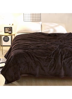 Buy Bed Blanket Microfiber Brown 220x200cm in UAE