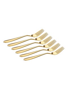 Buy 6-Piece Stainless Steel Fork Set Gold 2x4x22centimeter in UAE