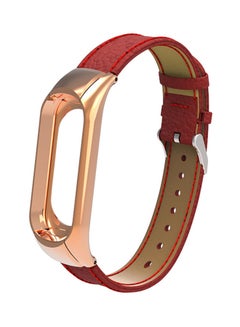 Buy Replacement Band With Metal Case For Xiaomi Mi Band 3 Red/Gold in Saudi Arabia