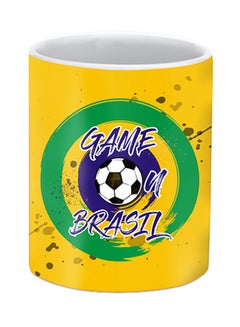 Buy Brazil Printed Ceramic Mug Yellow in UAE