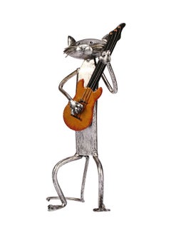 Buy Metal Sculpture Of Cat Playing Guitar Silver 321grams in UAE