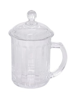 Buy Glass Tea Cup With Cover Clear 8x15.5centimeter in UAE